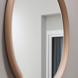 round wooden wall mirror