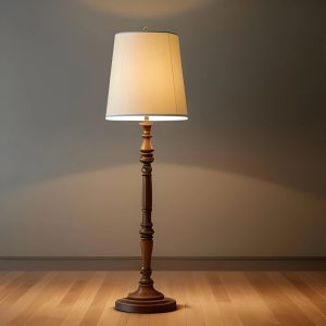 natural wood floor lamp