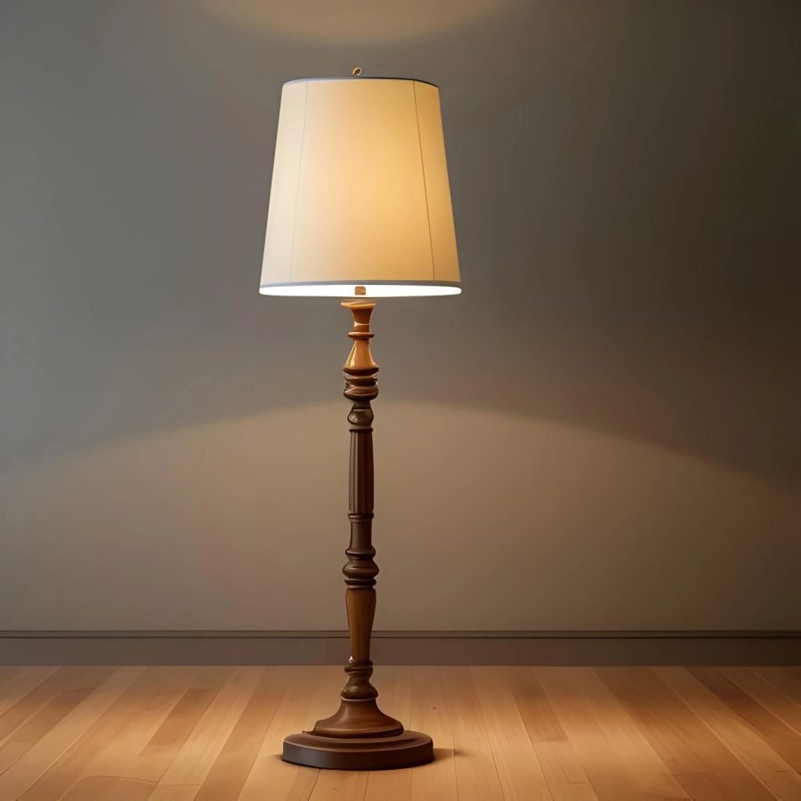 natural wood floor lamp