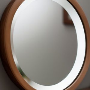 round wooden wall mirror