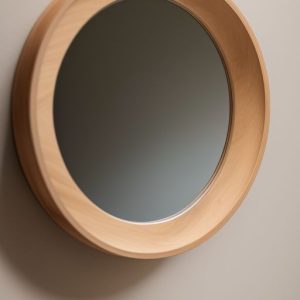 round wooden wall mirror