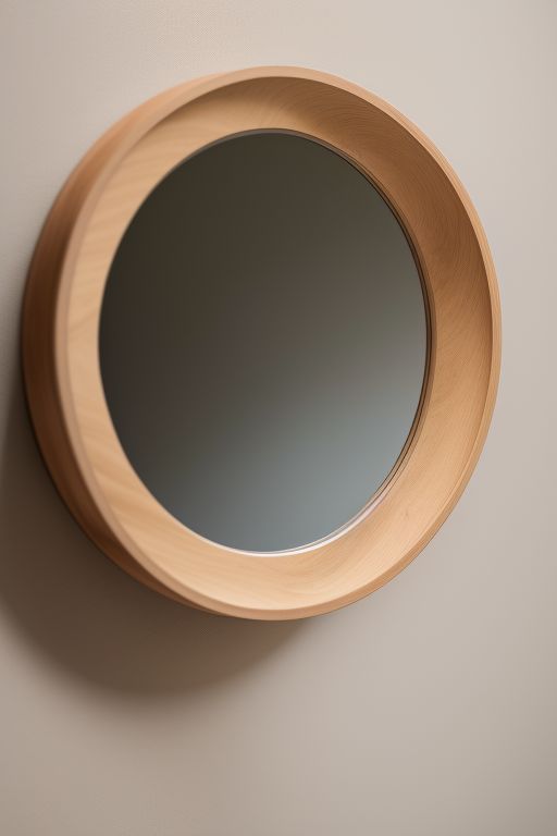 round wooden wall mirror