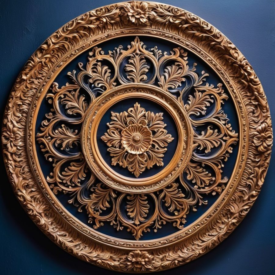 wooden ornate wall art tableau