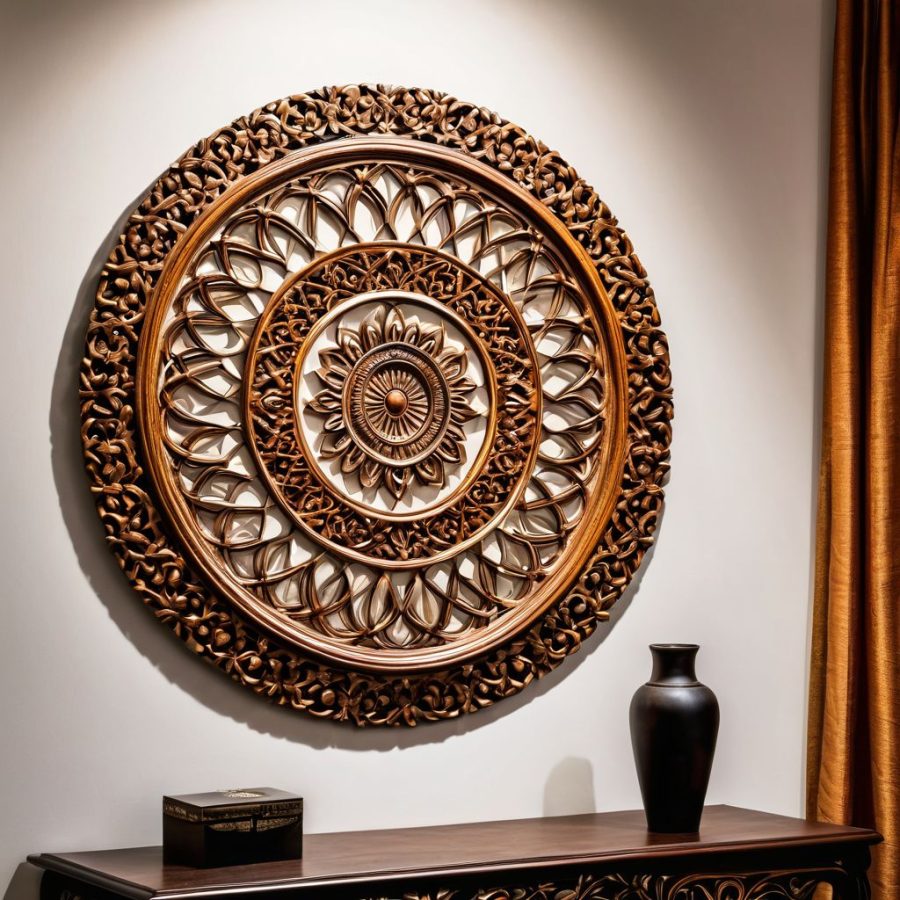 wooden ornate wall art tableau