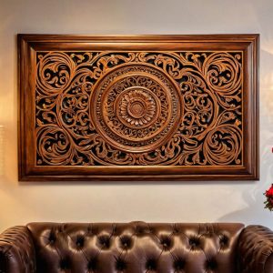 wooden ornate wall art tableau