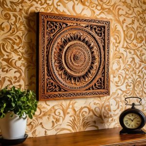 wooden ornate wall art tableau