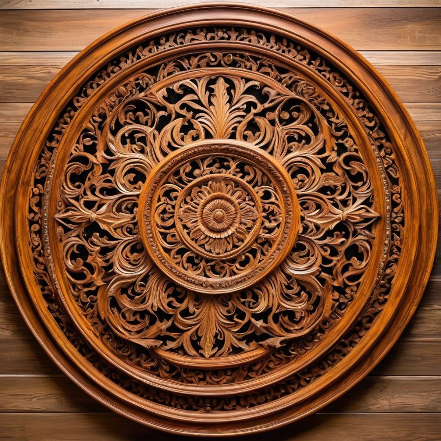 wooden ornate wall art tableau