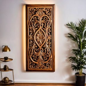 wooden ornate wall art tableau